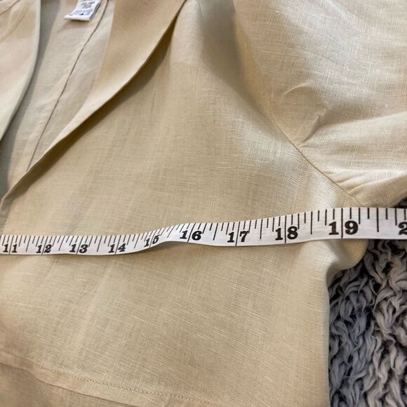 MAX STUDIO S Cream 100% linen Longline slit blazer - Picture 10 of 12